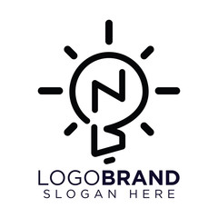 BN Initial Letter with creative bulb Logo vector