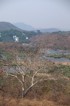 Portrait orientation view of Caculo Cabaca waterfalls in Kwanza Norte