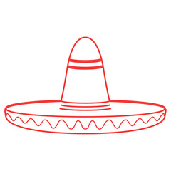 Isolated outline of a traditional mexican hat - Vector