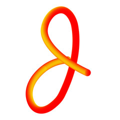 J - Letter - Red Yellow - from hand drawn colorful alphabet