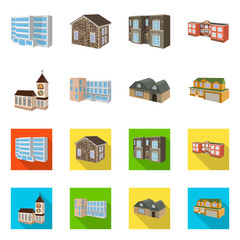 Isolated object of facade and housing symbol. Set of facade and infrastructure stock symbol for web.