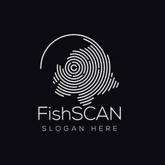 Fish Scan Technology Logo vector Element. Animal Technology Logo Template