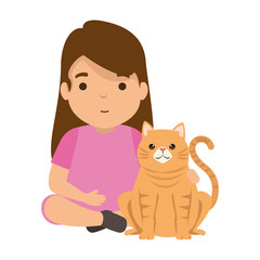 cute little girl with kitty © Gstudio
