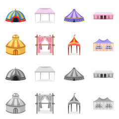 Vector illustration of roof and folding icon. Set of roof and architecture stock symbol for web.