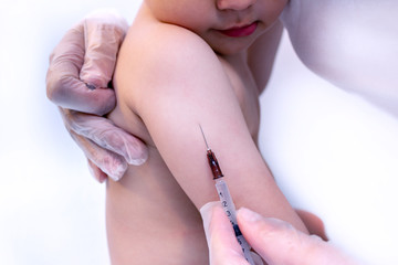 small child kid baby boy vaccination injection process