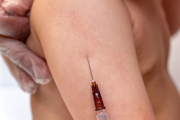 small child kid baby boy vaccination injection process