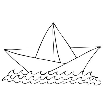 Black line ship for coloring book