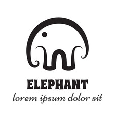 Simple outline elephant sign or emblem.