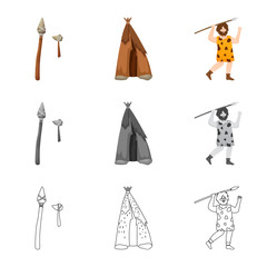 Isolated object of evolution and neolithic symbol. Set of evolution and primeval vector icon for stock.