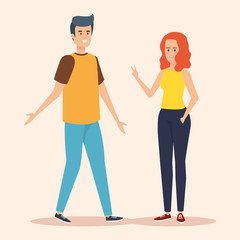 Obraz premium nice boy and girl couple with casual clothes