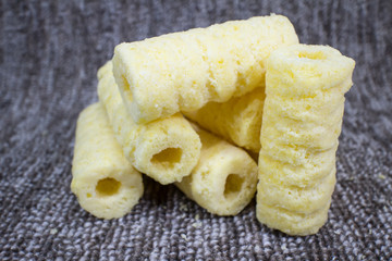 Roller corn snack, snack from corn product