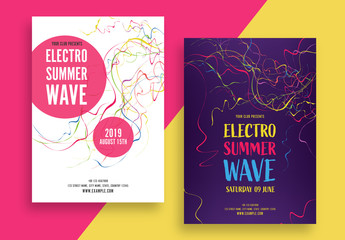 Electronic Summer Wave Music Flyer Layout