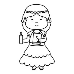 little girl with holy bible first communion character