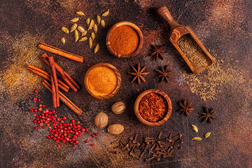 Spices ingredients for cooking. Spices concept.
