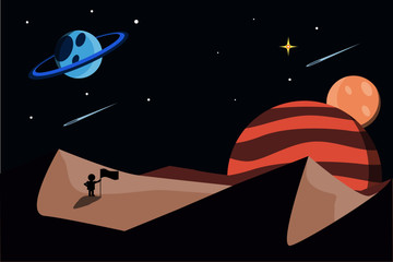 paisaje espacial vector flat © Antonio