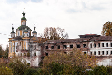 Fototapeta na wymiar Ruins of Spaso-Sumorin monastery Totma, Vologda Region, Russia