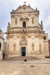 Obraz premium View of the Basilica of San Martino in Baroque architecture in Piazza Plebiscito, Martina Franca.