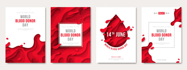 World donor day set of posters - obrazy, fototapety, plakaty