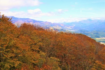 Fototapeta premium 白馬の紅葉と山脈