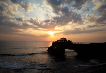 sunset on beach BALI TEMPLE