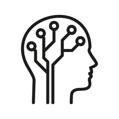 Ludzki mózg sztuczna inteligencja. Logo wektor