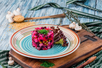 Traditional Russian vegetable salad 