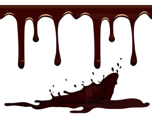 Chocolate or cocoa drips and splash isolated on white background.