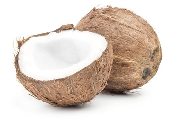 Coconut on a white background