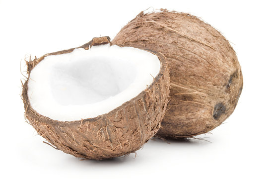 Coconut on a white background