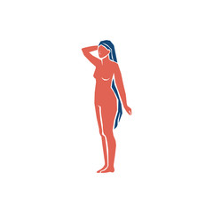 Vector illustration with a naked confident woman. - 269257701