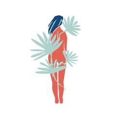 Vector illustration with a naked confident woman. - 269257761