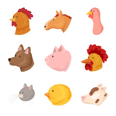 Isolated object of farm and head icon. Set of farm and homemade vector icon for stock.