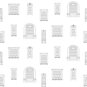 Vintage seamless pattern with different windows. Vector Illustration.