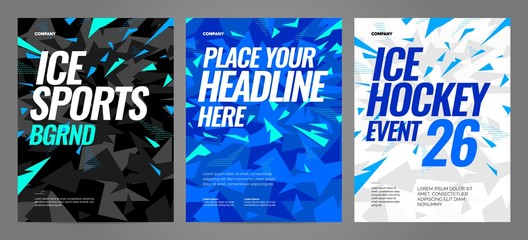 Blue layout design template for sport event, tournament or competition. Sports background.