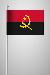 Flag of Angola. National Flag on Flagpole. Isolated Illustration on Gray