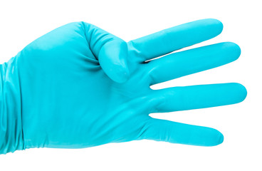 Doctor hand medical gloves on white background