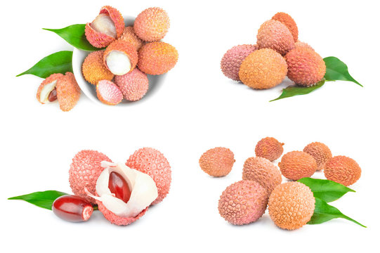 Set of lichi isolated on a white background cutout