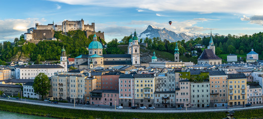 Hot Air Balloons over Salzburg Town, Austria