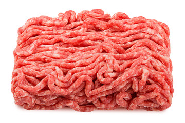 minced meat, pork, beef, forcemeat, clipping path, isolated on white background, full depth of field
