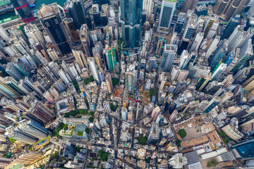 Top view of Hong Kong business district © leungchopan