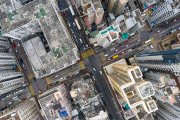 Hong Kong downtown city from top