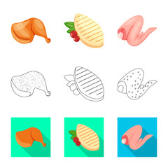 Vector design of product and poultry icon. Collection of product and agriculture    vector icon for stock.