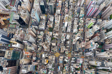 Top view of Hong Kong urban city