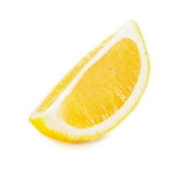 Ripe slice of yellow lemon citrus fruit