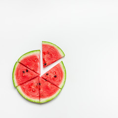 Fresh watermelon slices on white background