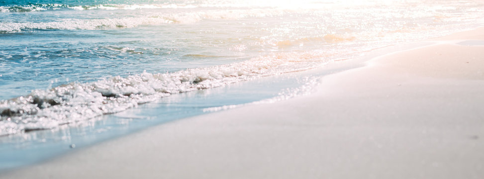 Summer sand beach and seashore waves background