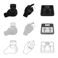 Vector illustration of diet and treatment  icon. Set of diet and medicine stock vector illustration.