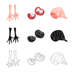 Vector illustration of product and poultry icon. Collection of product and agriculture    vector icon for stock.