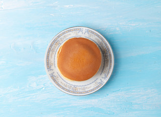 close up of stack dorayaki (Japanese Pancake Sandwich)