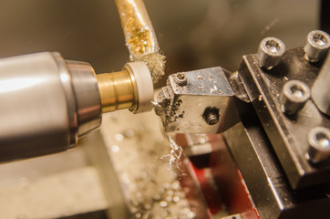Machining of cylindrical parts on a lathe machine.